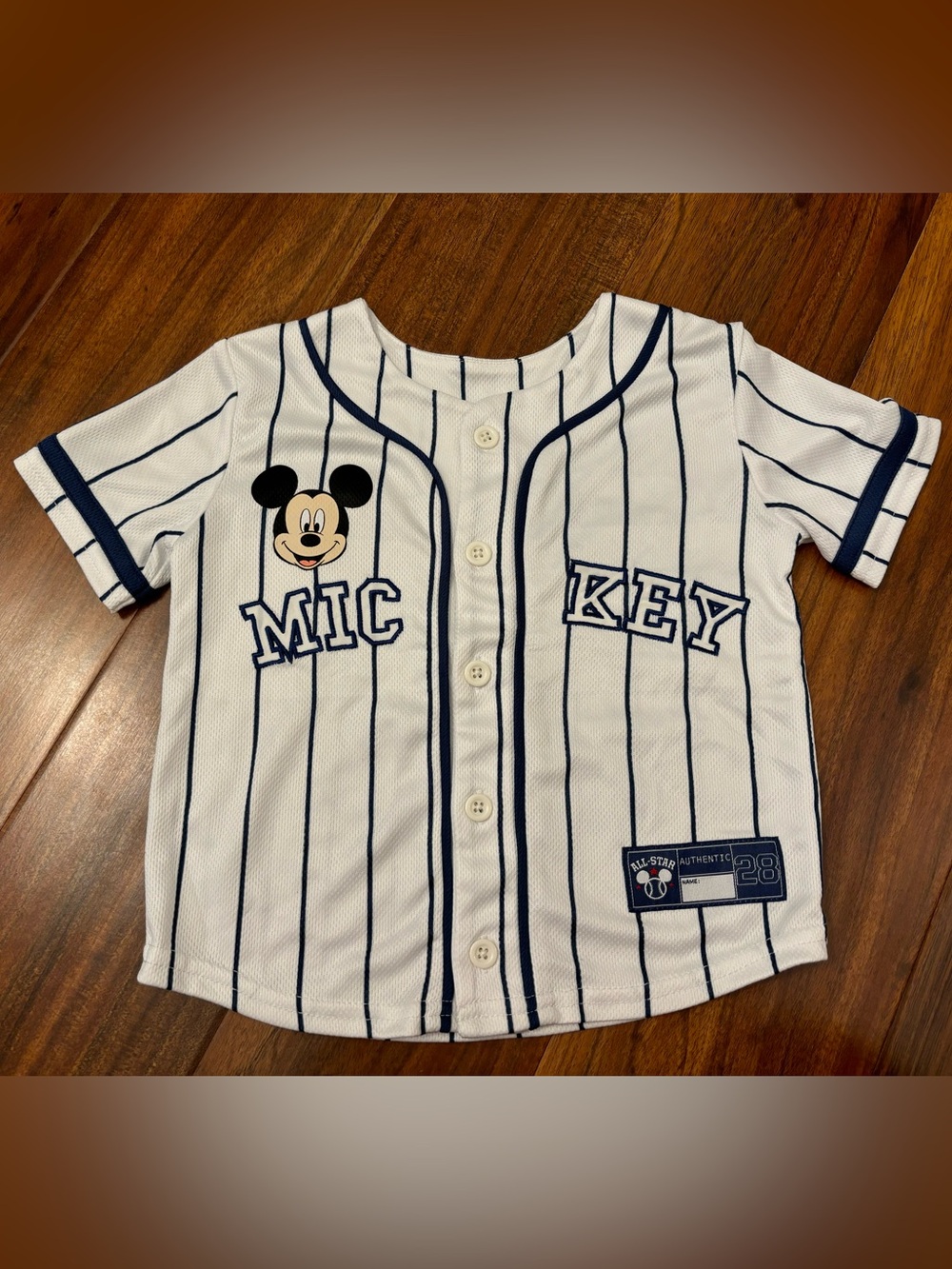 Disney Mickey Mouse Clubhouse White Short Sleeve Button Down Baseball Jersey